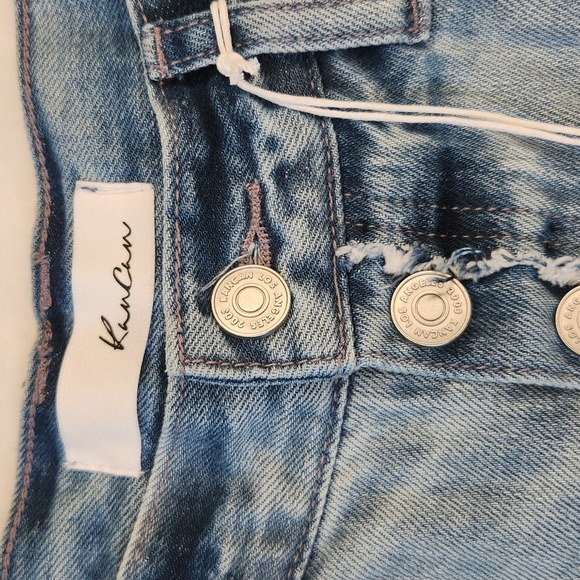 KanCan Jeans Ultra high rise 90S FLARE Light Wash Distressed Button Fly Wide Leg - Picture 5 of 16